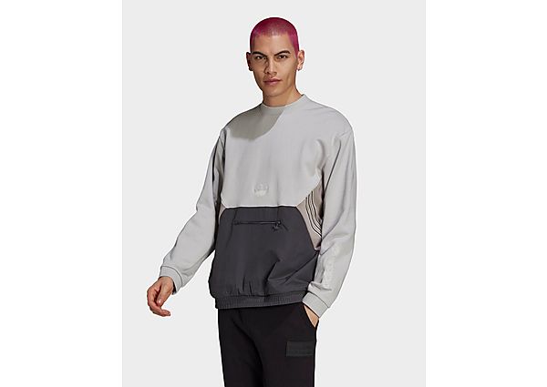 adidas Originals Sweat-shirt SPRT Archive Mixed-Material Crew - Grey Two / Dgh Solid Grey, Grey Two