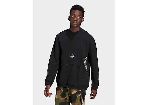 adidas Originals Sweat-shirt SPRT Archive Mixed-Material Crew - Black / Black, Black / Black