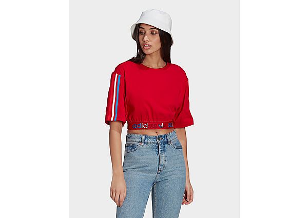 adidas Originals T-shirt Adicolor Primeblue Tricolor Cropped - Scarlet, Scarlet