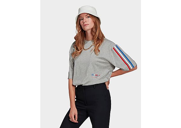 adidas Originals T-shirt Adicolor Tricolor Oversize - Medium Grey Heather, Medium Grey Heather