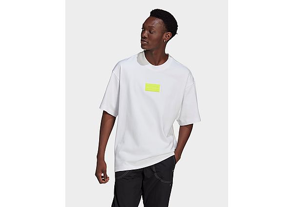 adidas Originals T-shirt R.Y.V. Oversize Silicone Badge - White / Solar Yellow, White / Solar Yellow