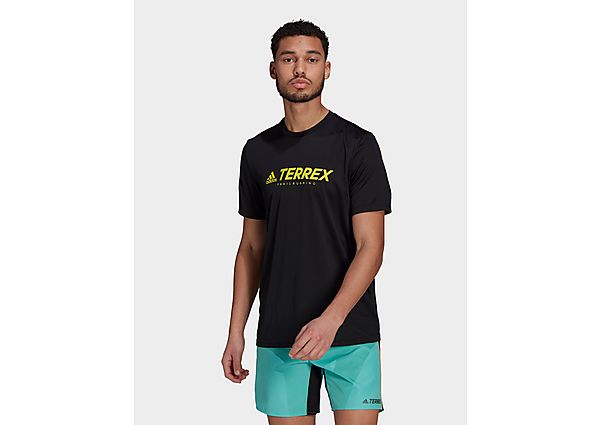 adidas T-shirt Terrex Primeblue Trail Functional Logo - Black / Acid Yellow, Black / Acid Yellow