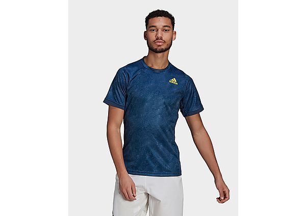 adidas T-shirt Tennis Freelift Printed Primeblue - Crew Navy / Acid Yellow / Crew Blue, Crew Navy /