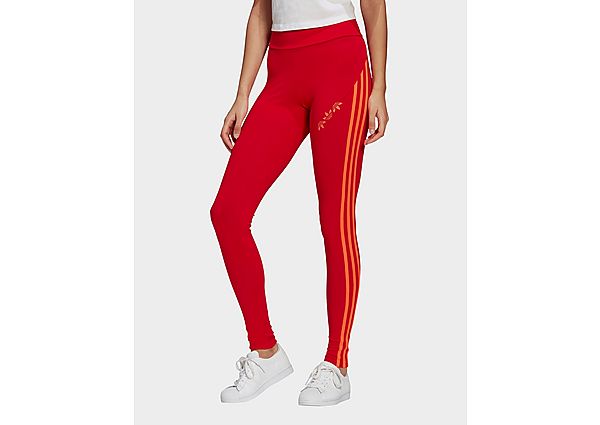 adidas Originals Tight Adicolor Sliced Trefoil High-Waisted - Scarlet / Semi Solar Red, Scarlet / Se