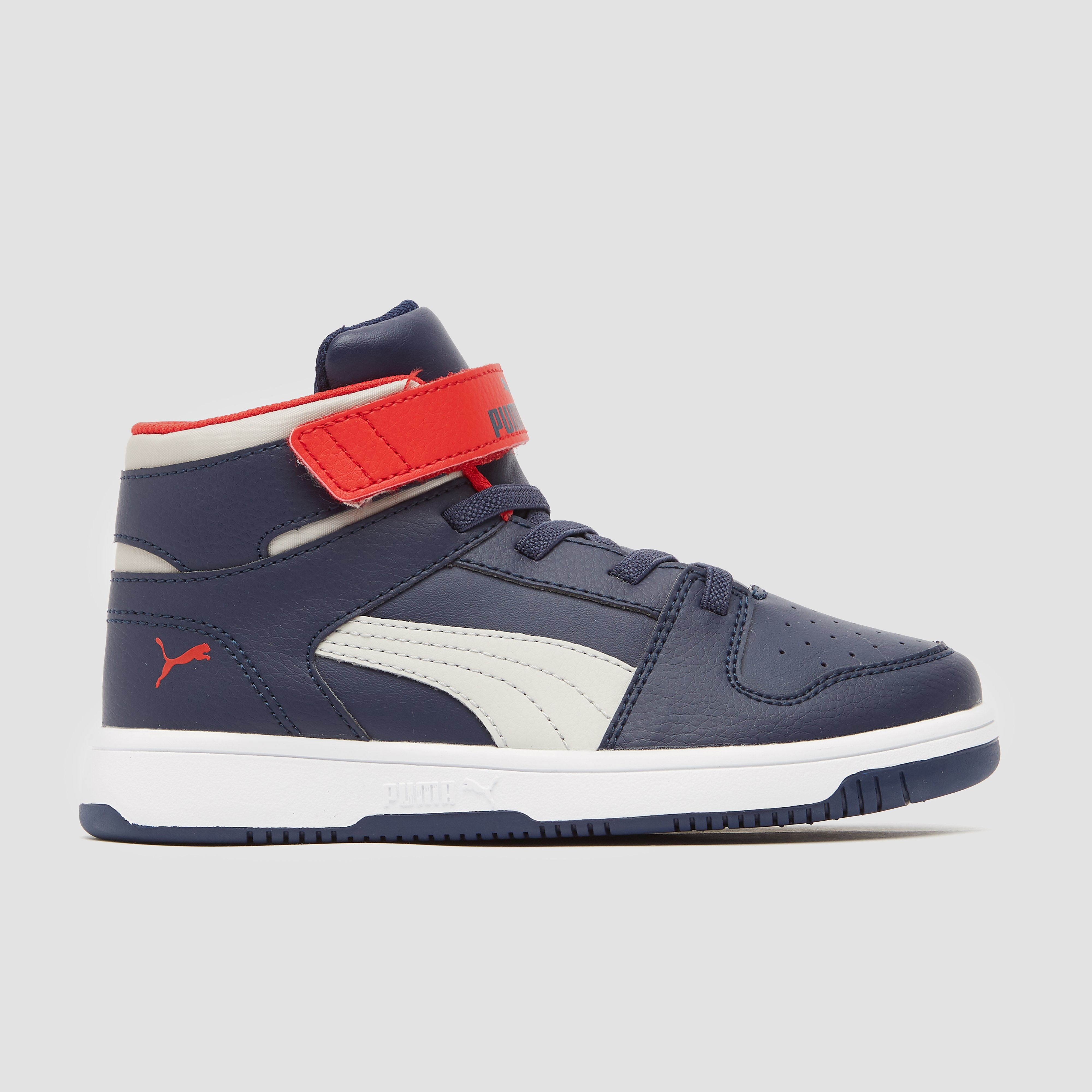 Puma rebound lay up mid sneakers blauw/rood kinderen