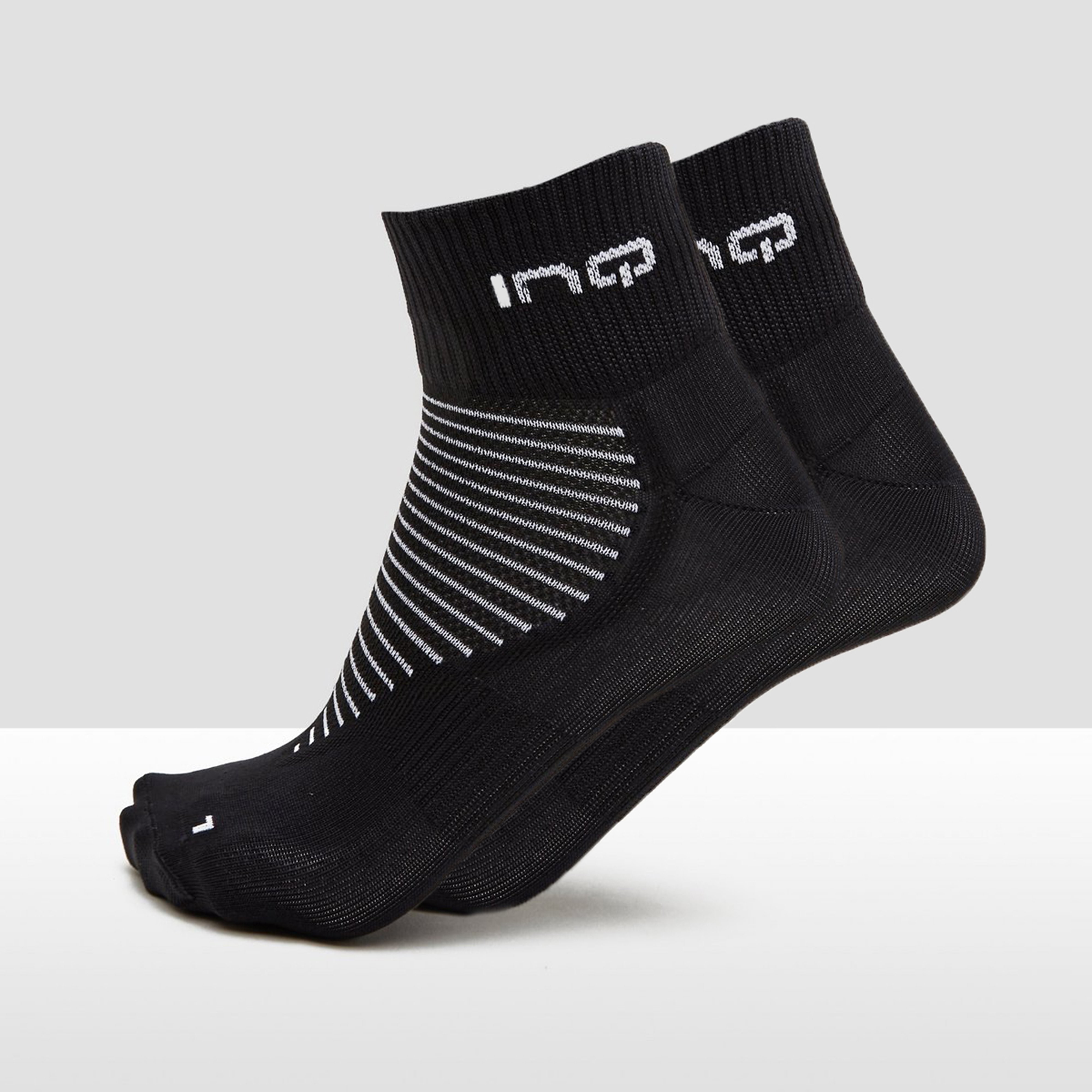 Inq inq pro run perform quarter hardloopsokken 2 pack zwart grijs
