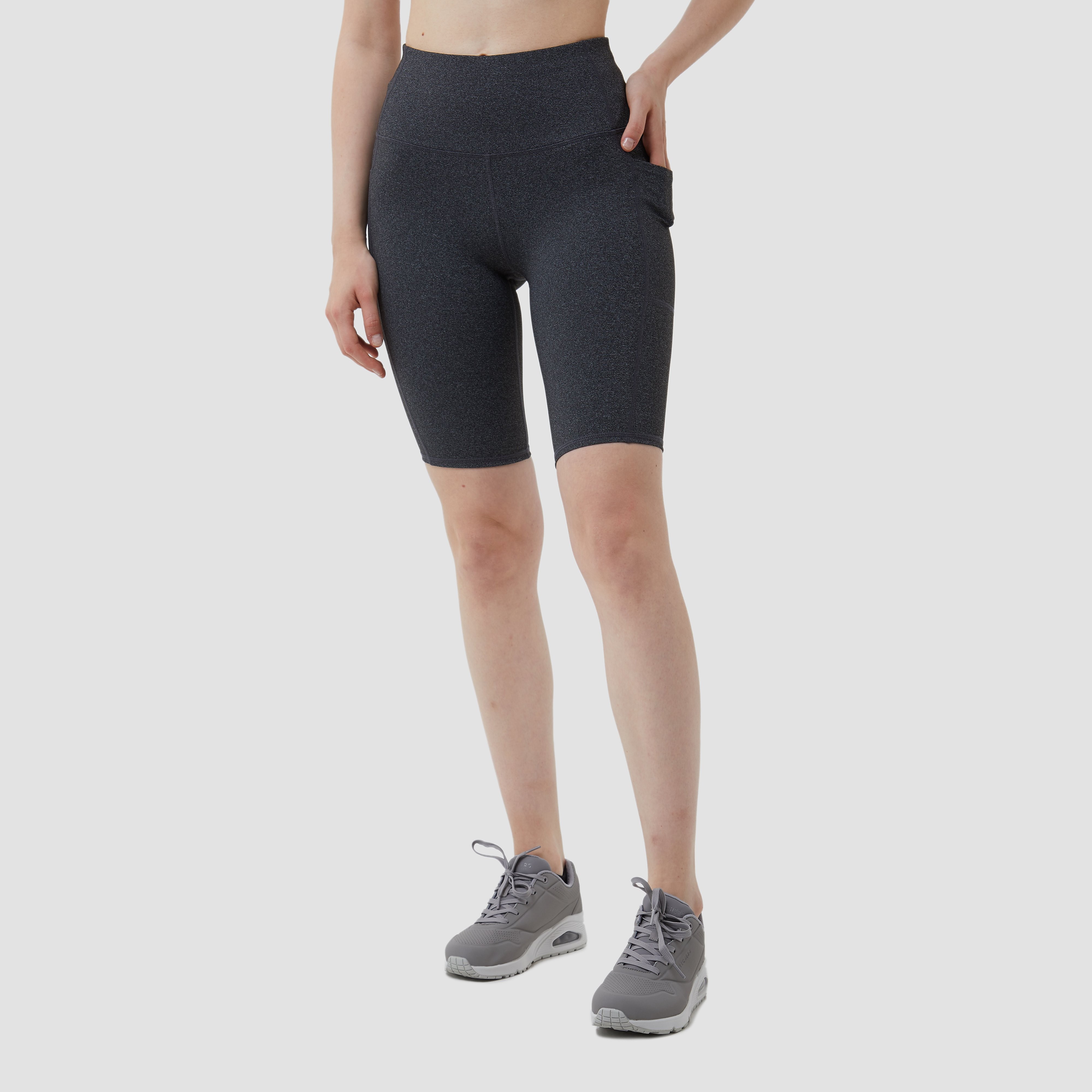 Skechers goflex high waist 10 hardloop bikershorts grijs dames