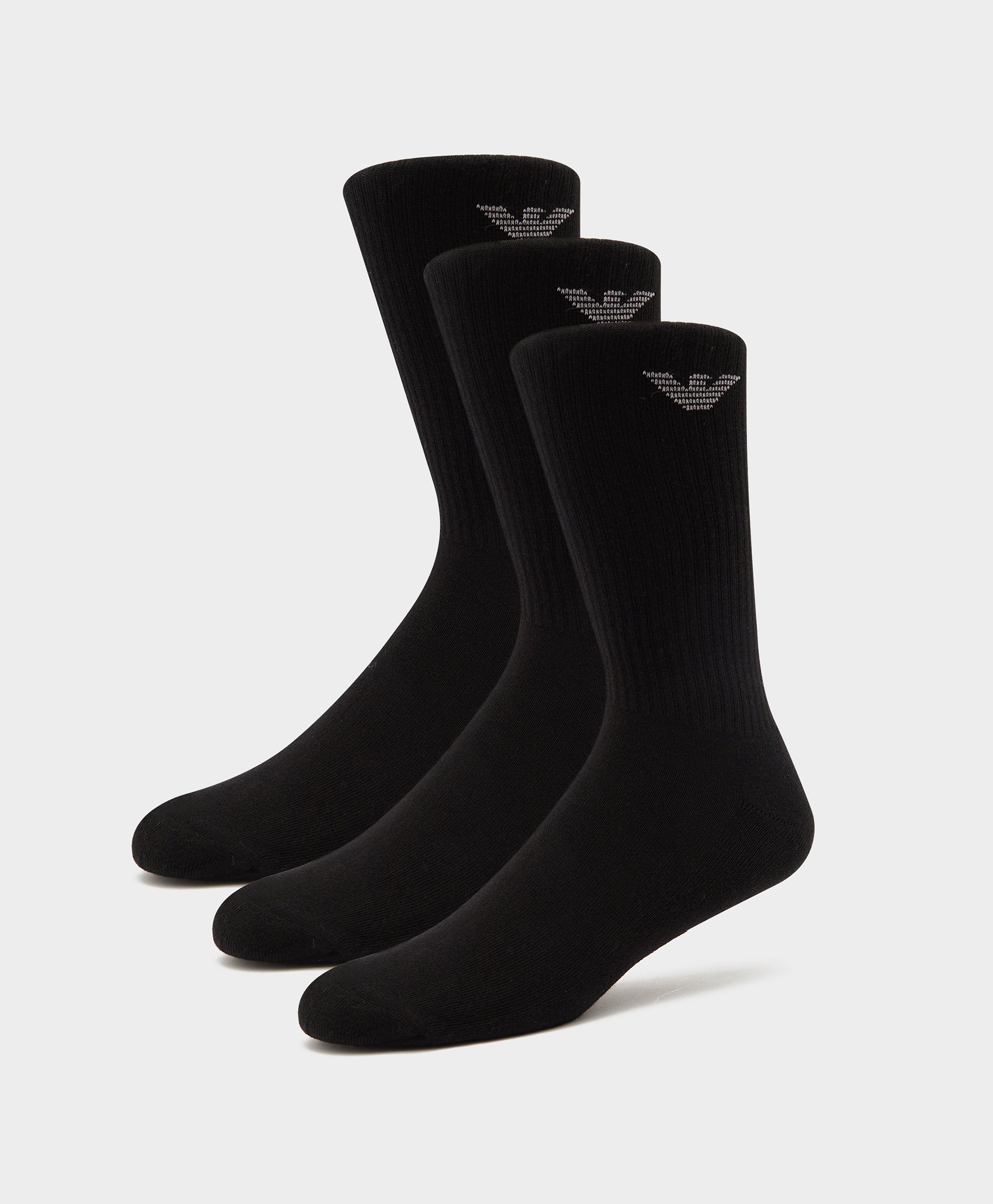 Emporio Armani Loungewear Men's 3 Pack Core Logo Socks - Black, Black