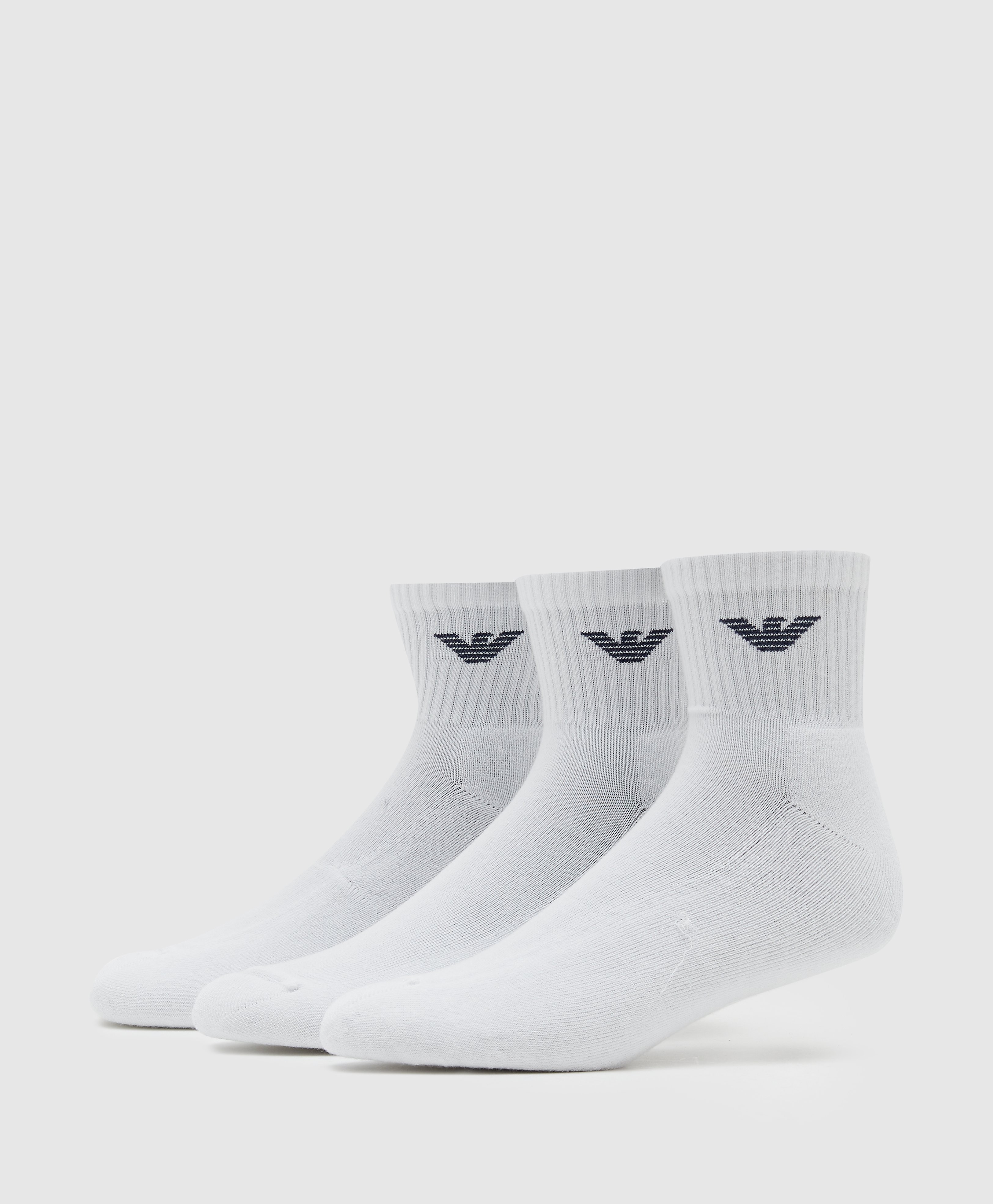 Emporio Armani Loungewear Men's Core Logo 3 Pack Socks - White, White