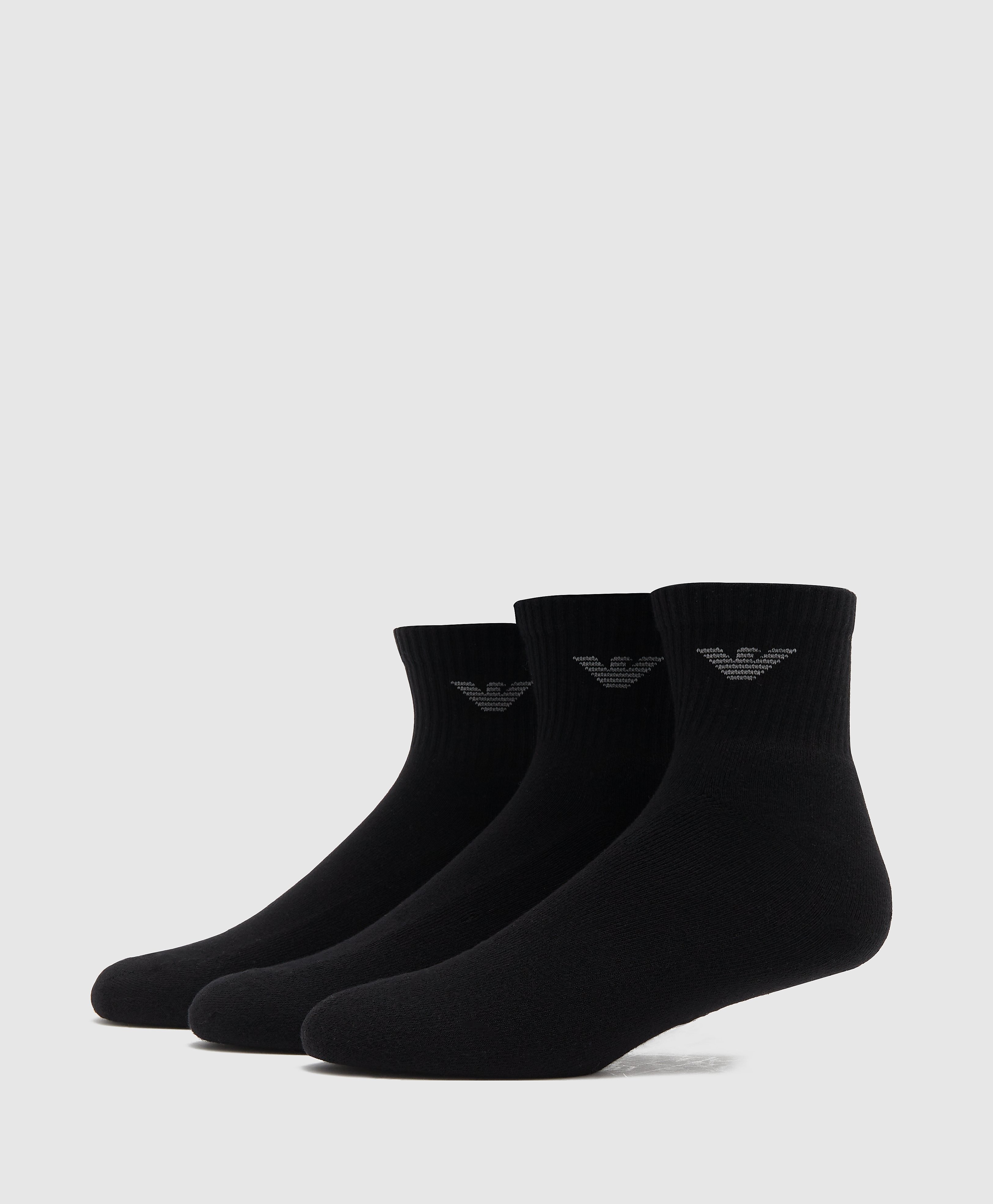 Emporio Armani Loungewear Men's Core Logo 3 Pack Socks - Black, Black