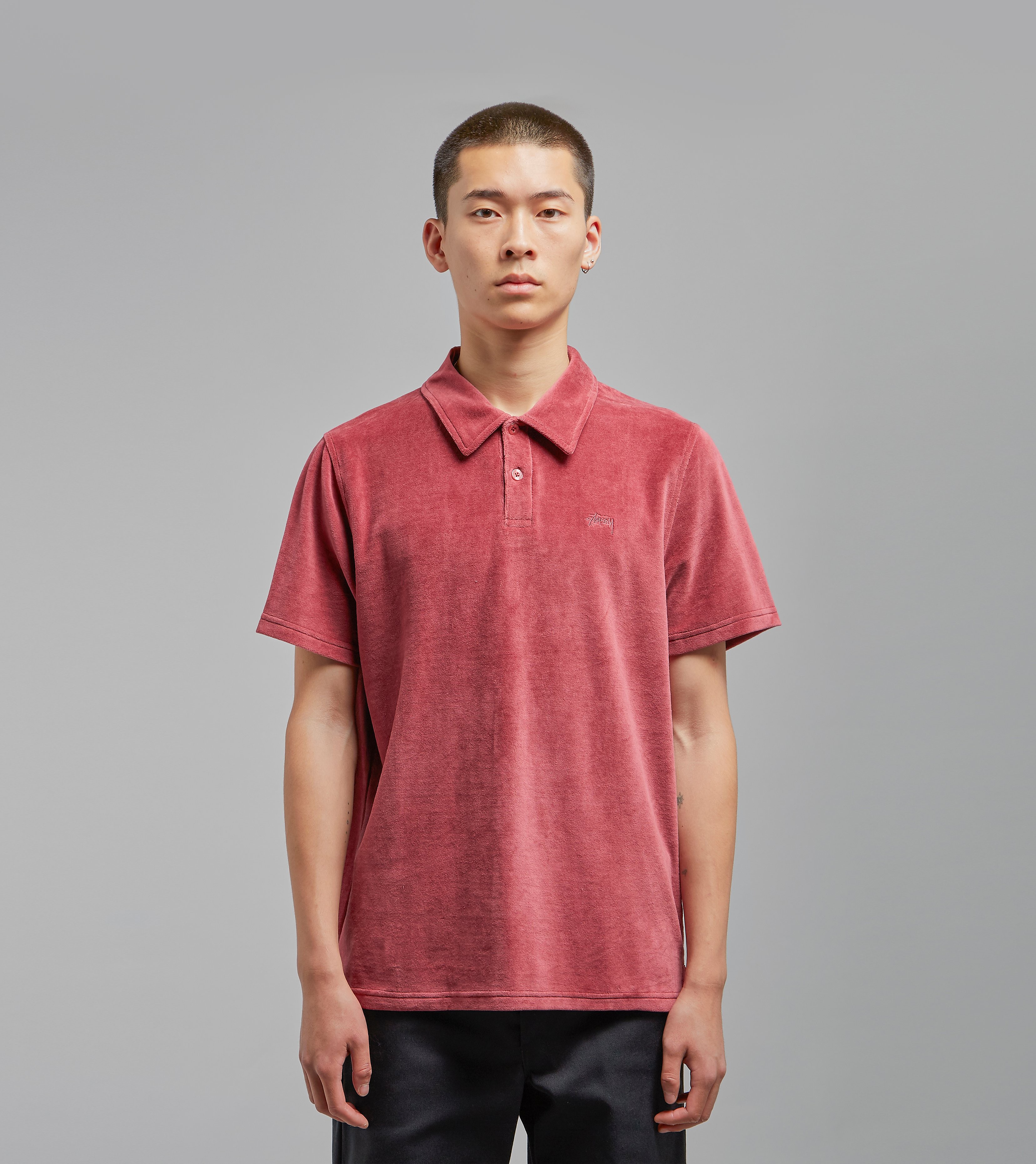 Stussy Victor Polo Shirt Rood stussy kopen in de aanbieding