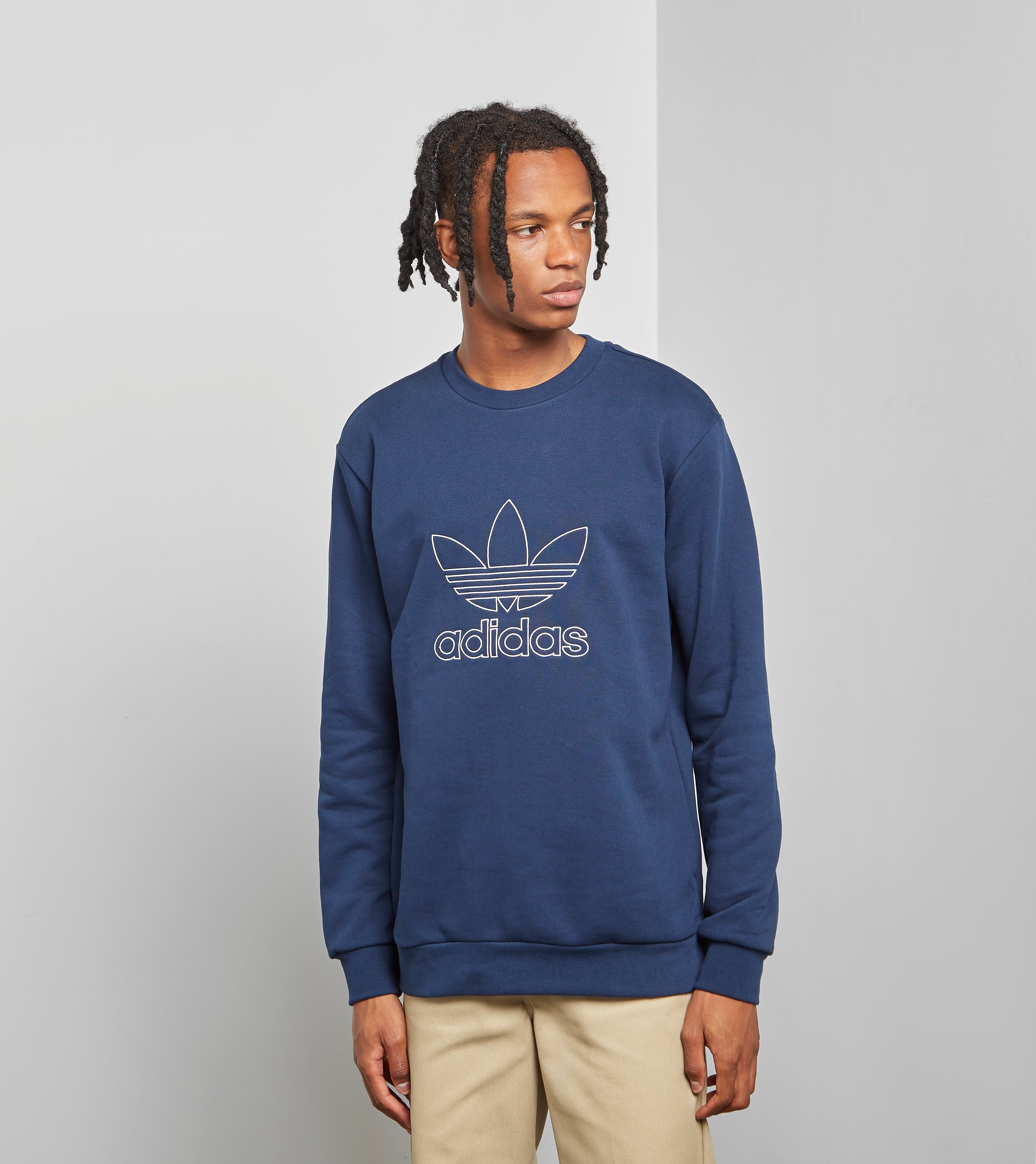 Adidas Originals Outline Crew Sweater Blauw adidas originals kopen in de aanbieding