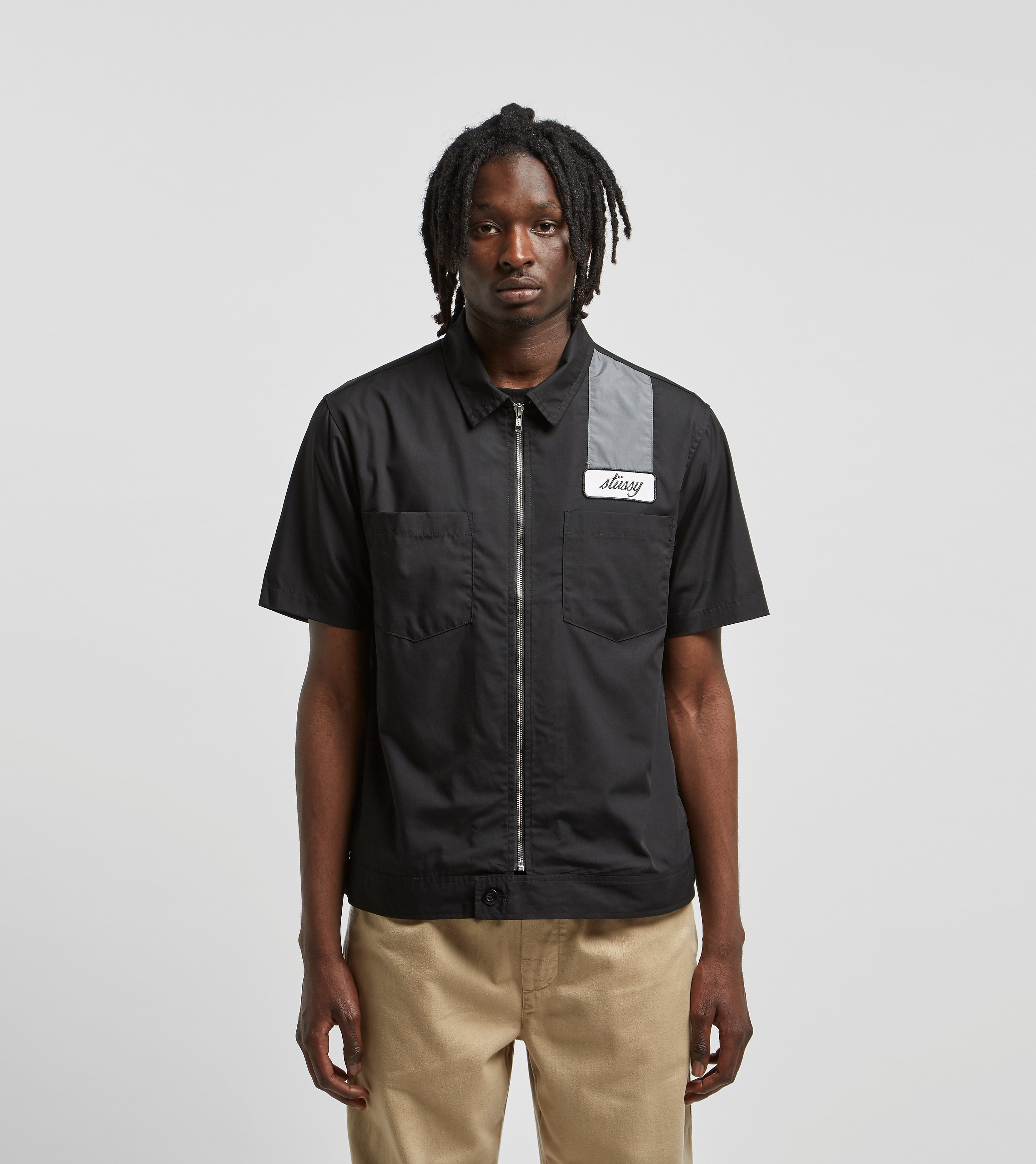 Stussy Zip Up Work Shirt Zwart stussy kopen in de aanbieding