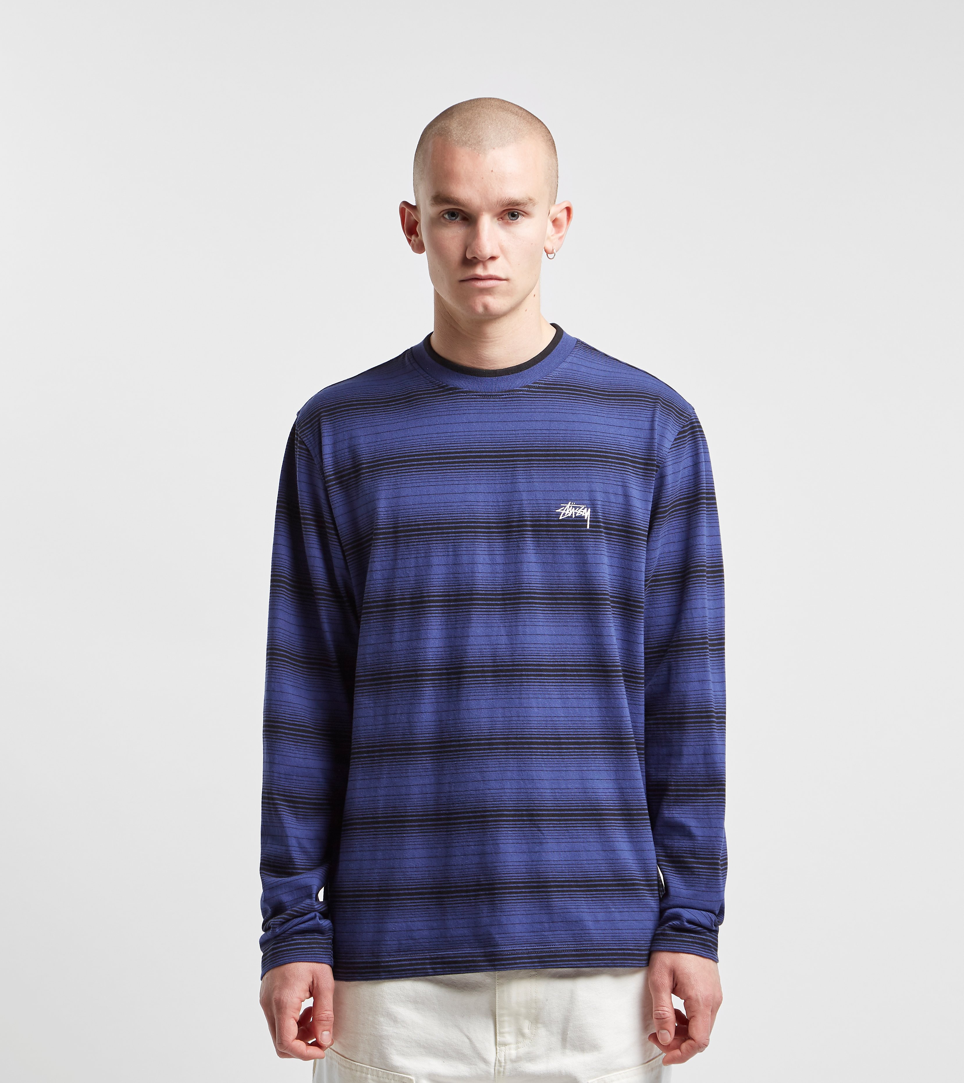 Stussy Long Sleeve Ombre Crew T Shirt Blauw stussy kopen in de aanbieding