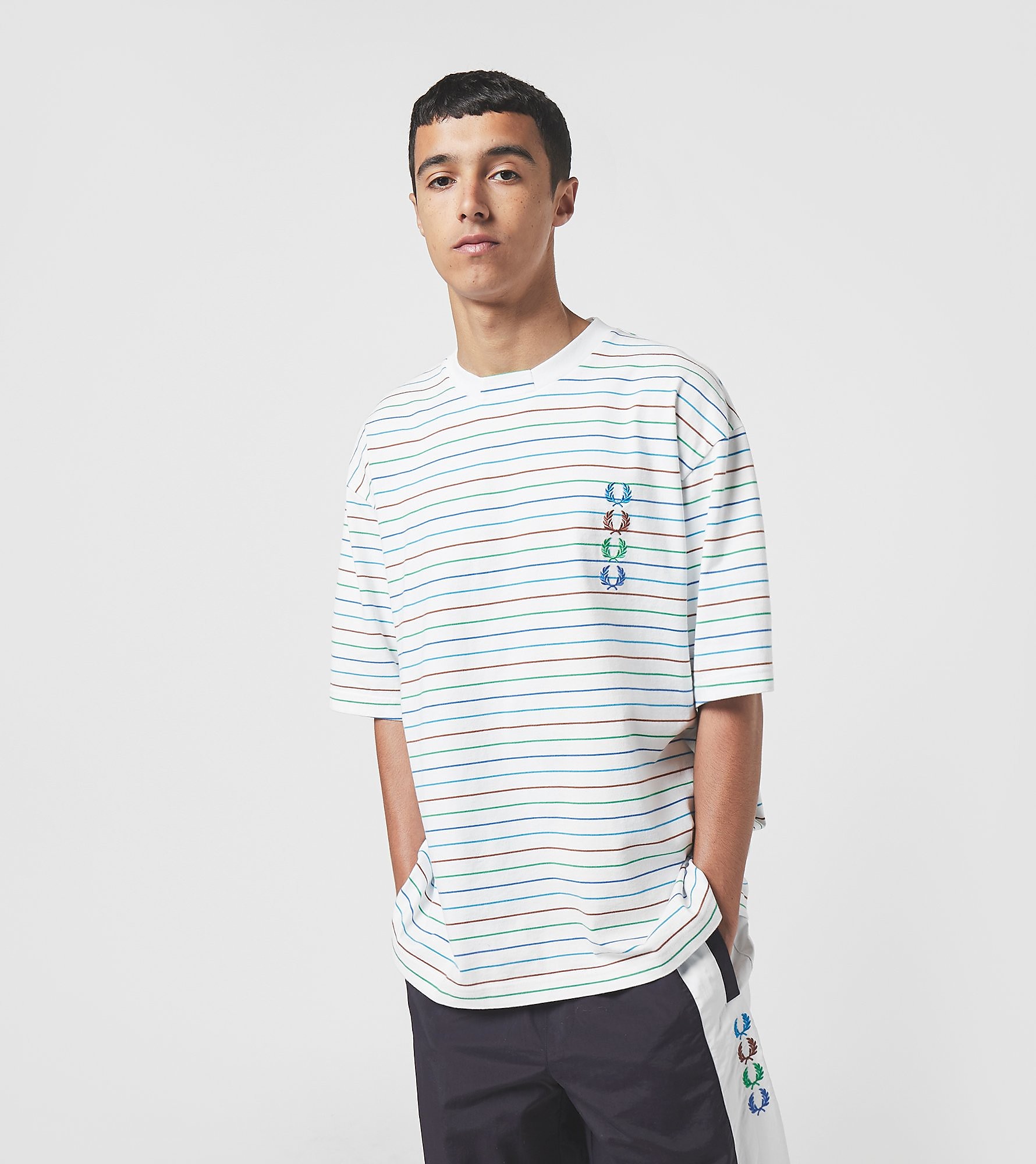 Fred Perry x Beams T-Shirt Stripe, blanc