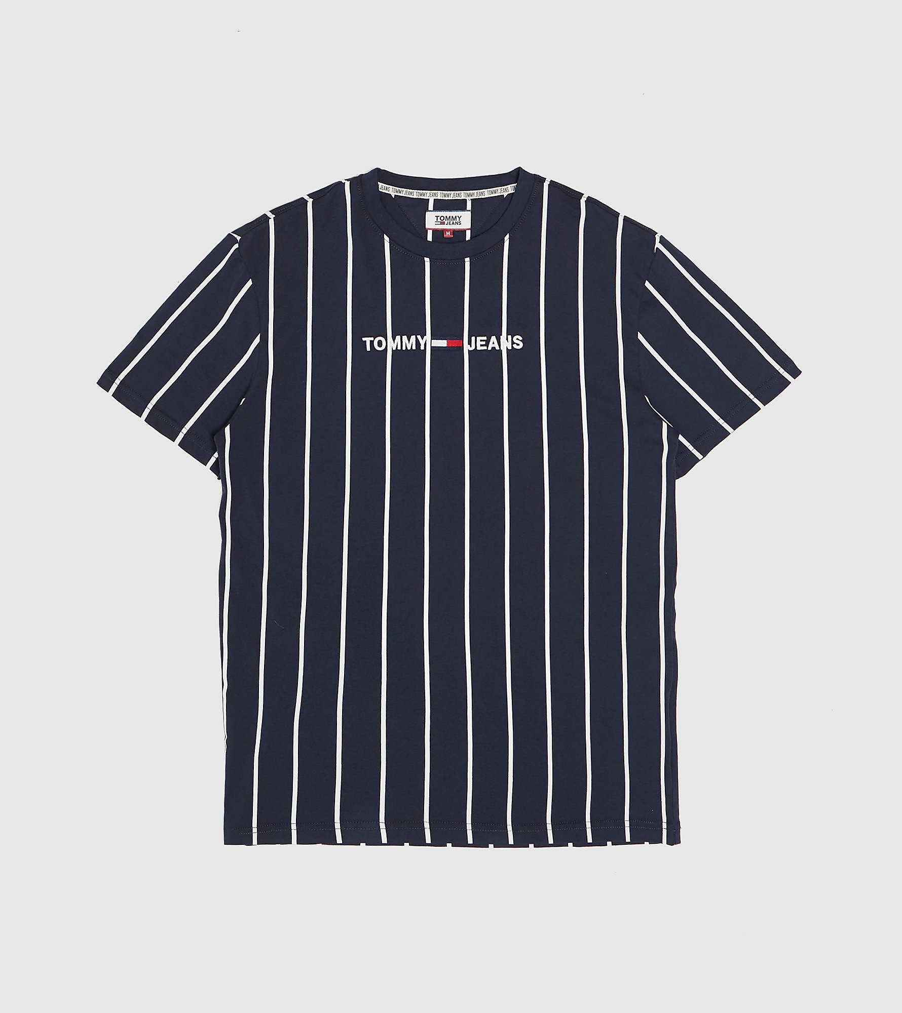 Tommy Jeans Maglietta Vertical Stripe Logo, celeste