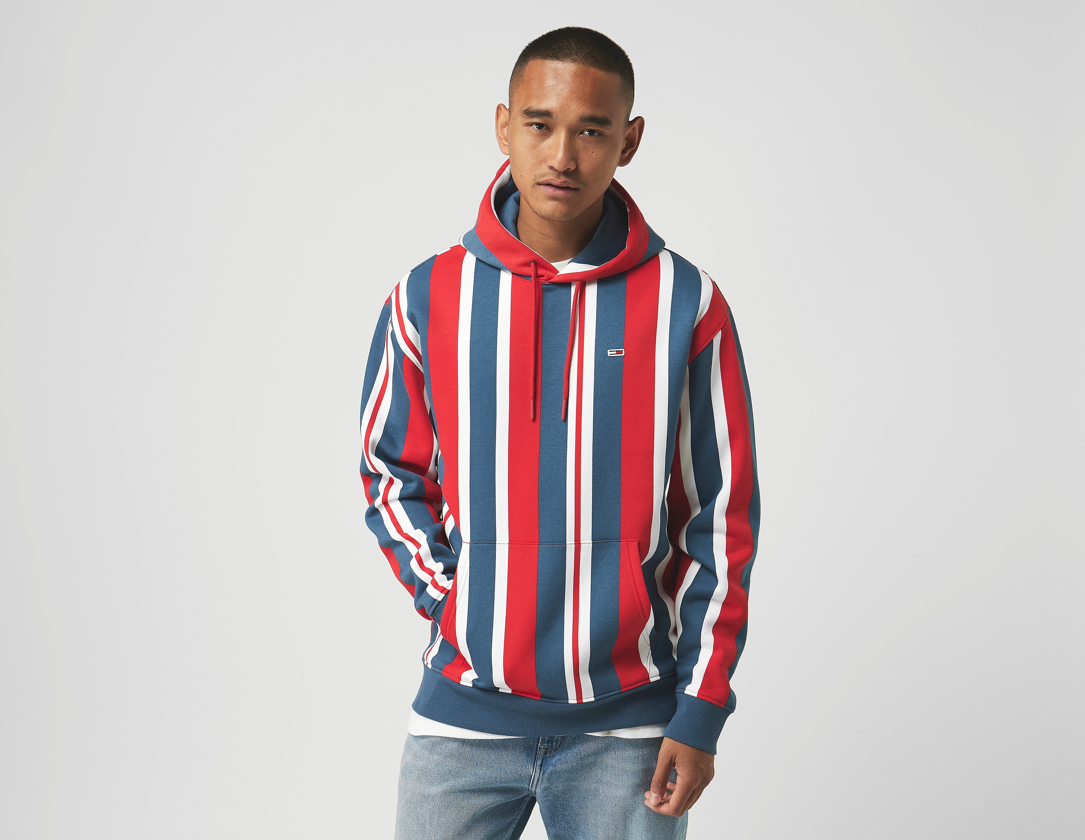 Tommy Jeans Felpa con cappuccio Vertical Stripe, rosso