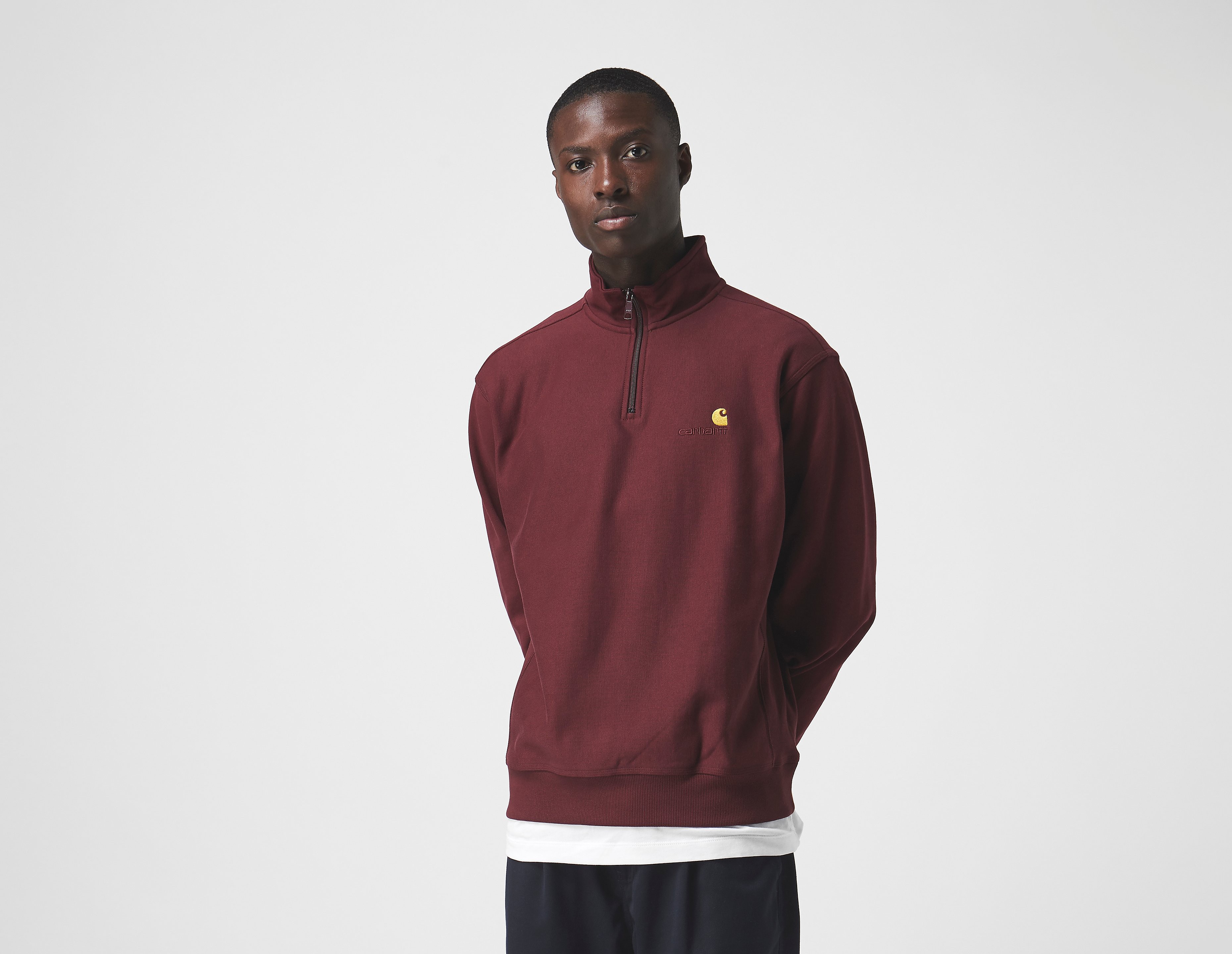 Carhartt WIP Felpa American Script Half Zip, rosso