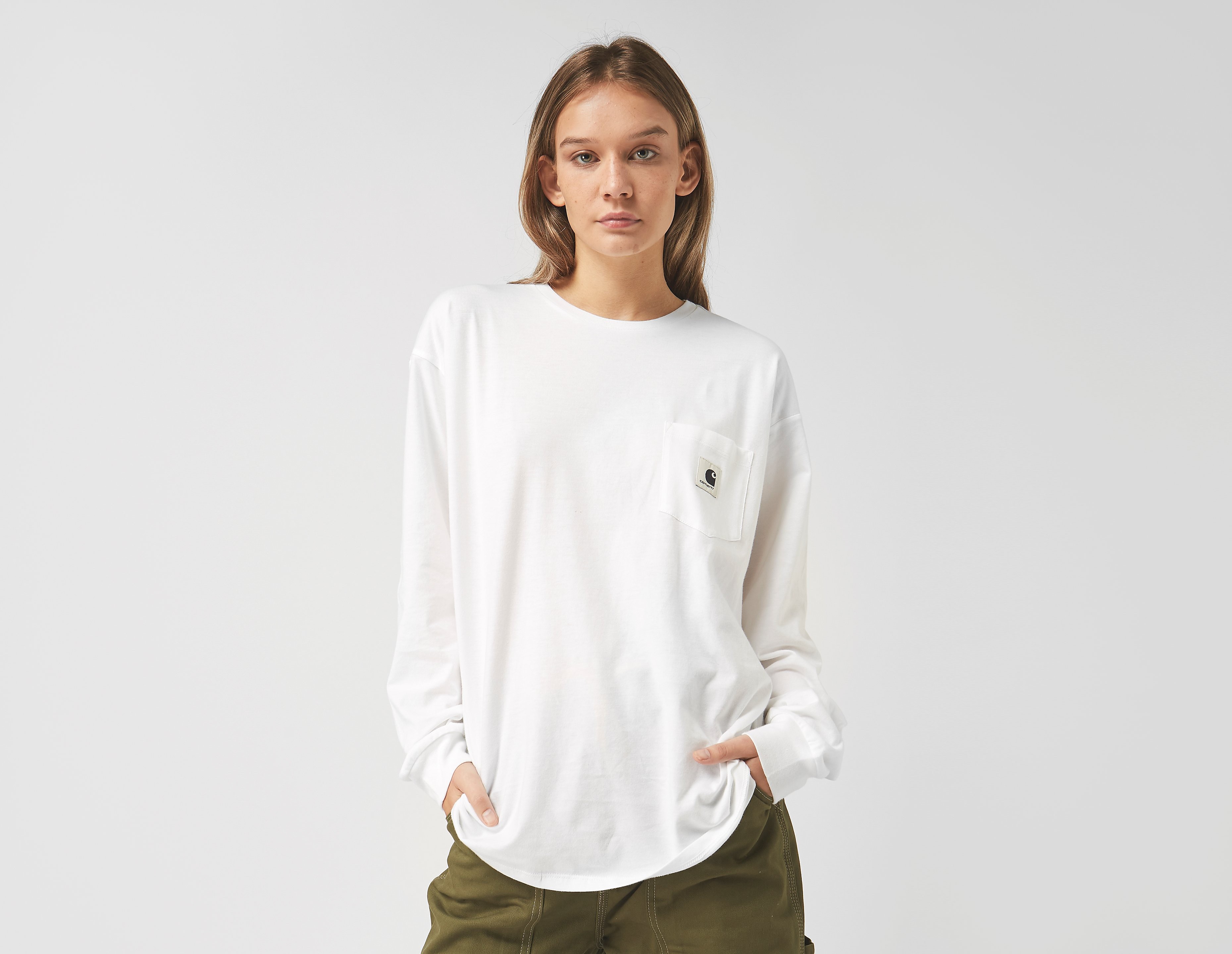 Carhartt WIP T-Shirt Manches Longues Pocket Femme, blanc