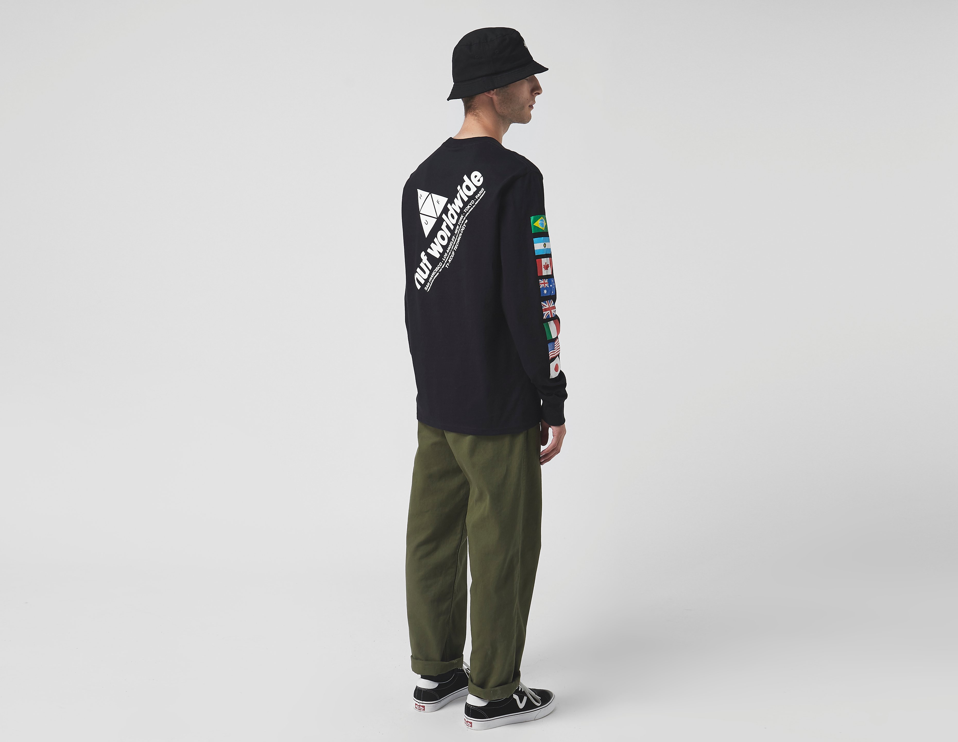 Huf Maglietta a maniche lunghe Flag Union, nero