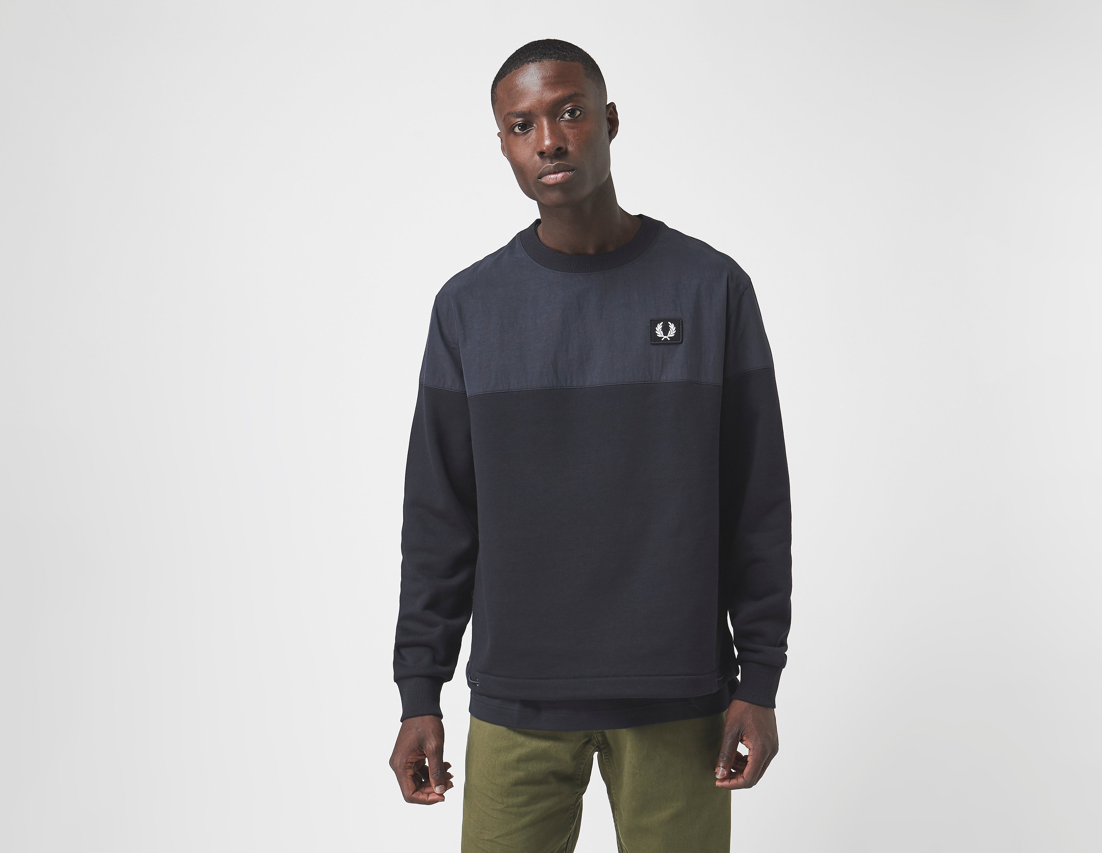 Fred Perry Felpa Woven Panel, celeste
