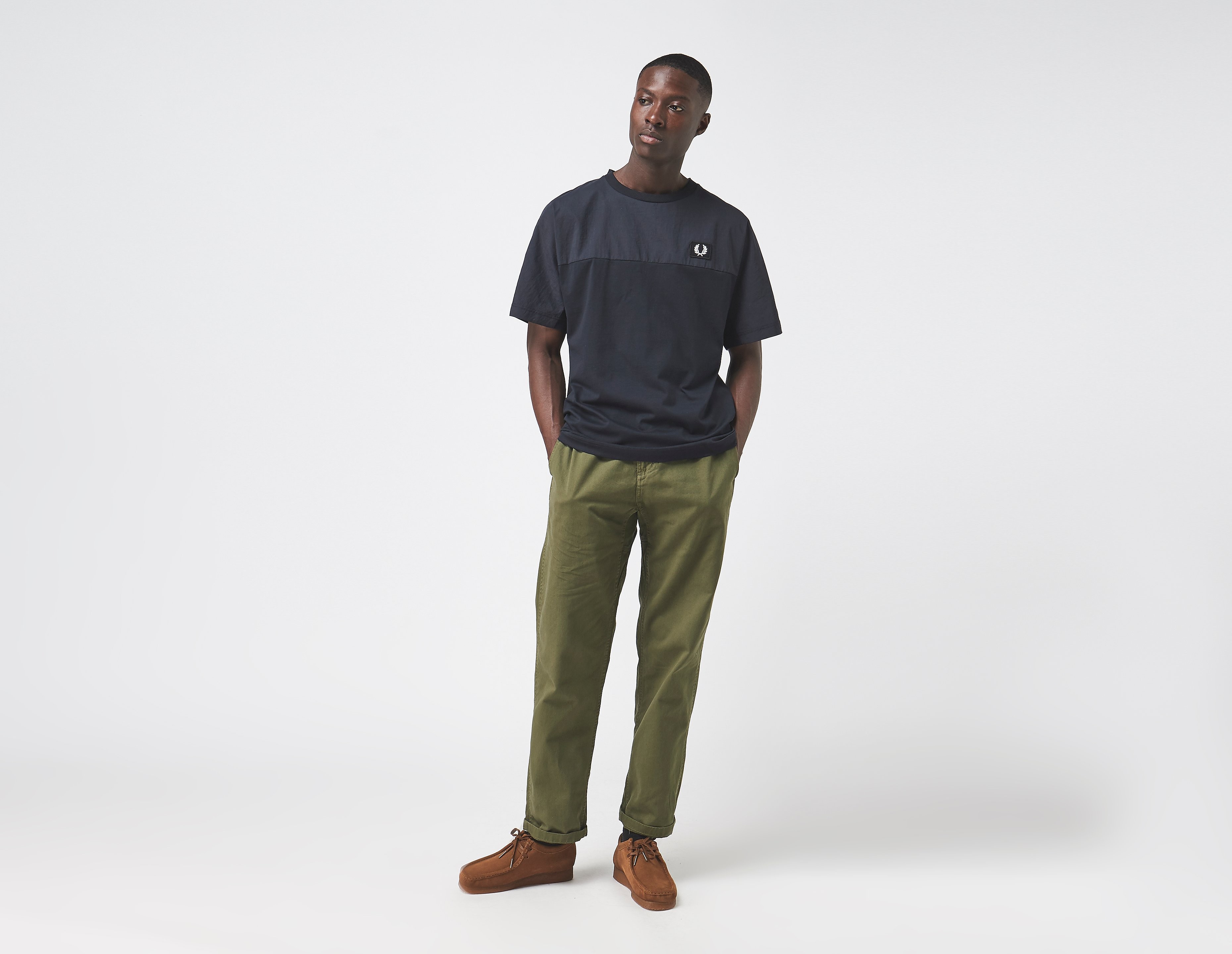 Fred Perry Maglietta Woven Panel, celeste