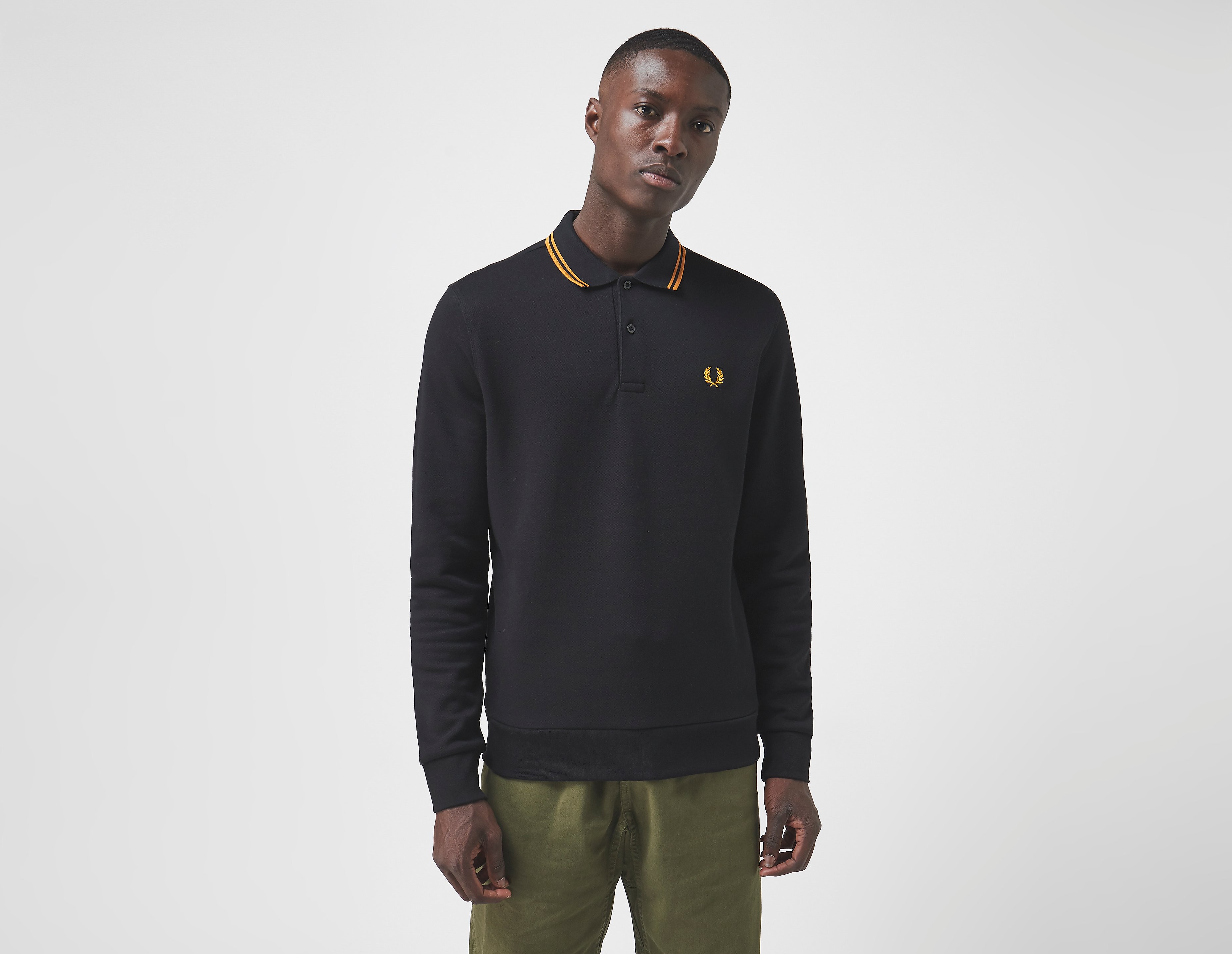 Fred Perry Long Sleeve Twin Tipped Polo Shirt, noir