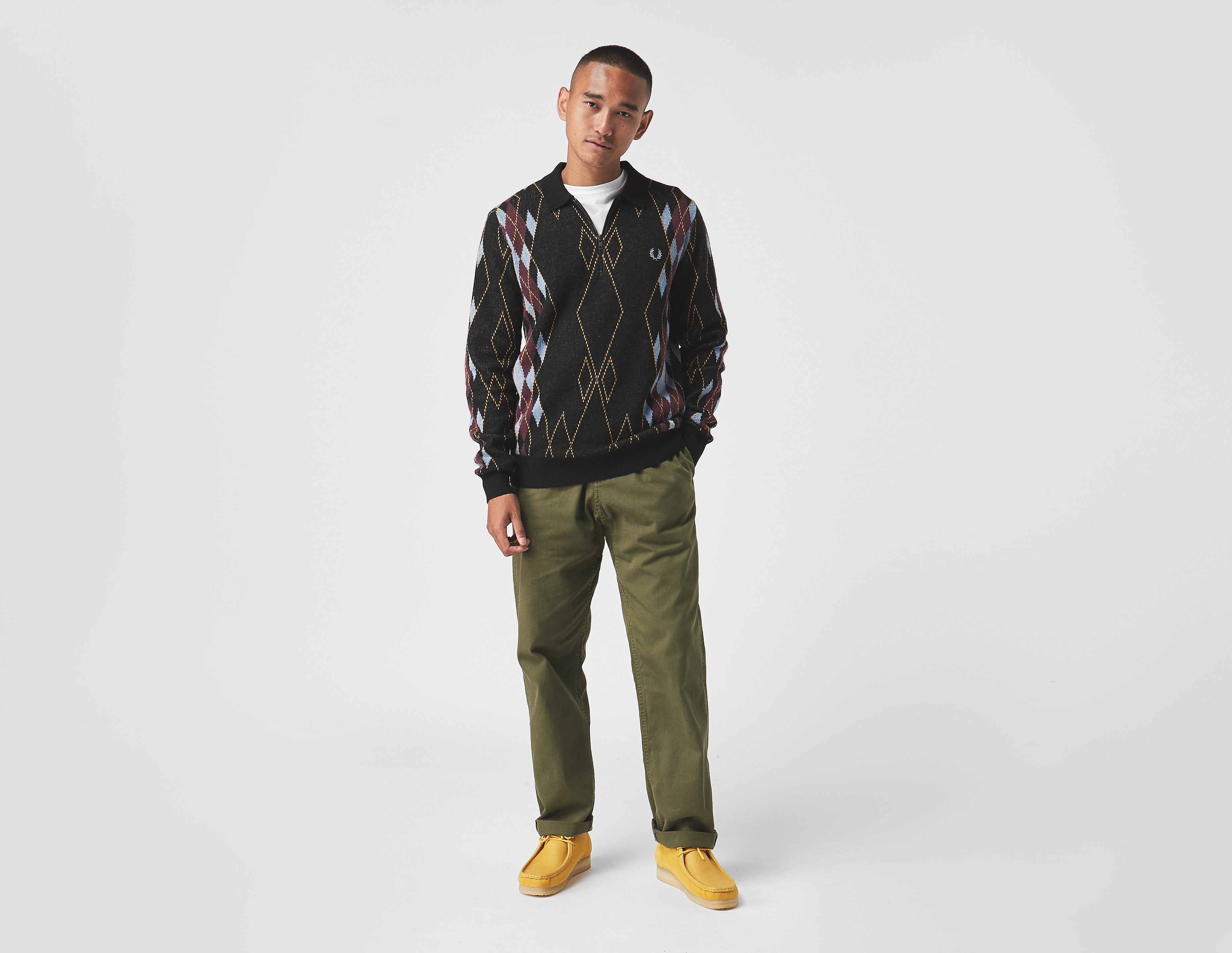 Fred Perry Argyle Zip Neck Jumper, nero