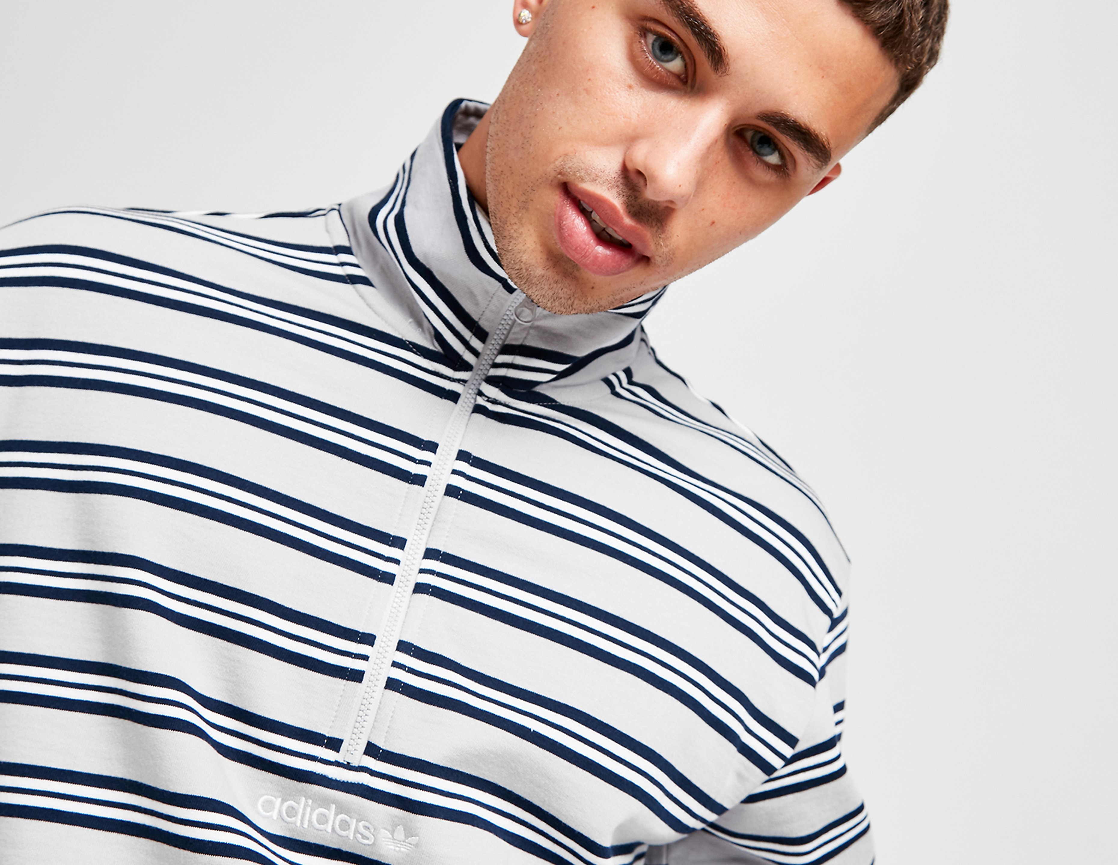 adidas Originals St. Petersburg Stripe Half Zip Sweatshirt, grigio