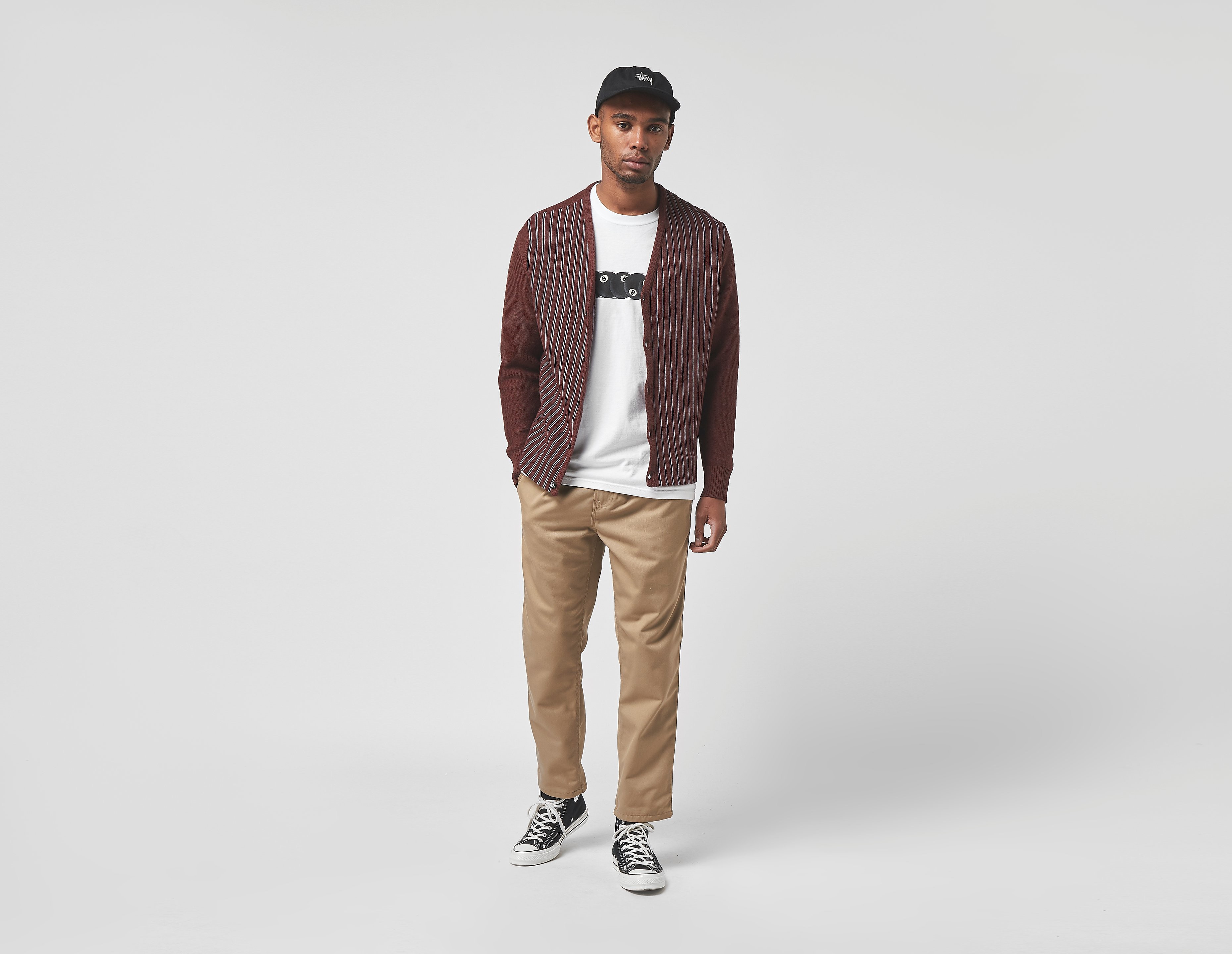 Stussy Stripe Cardigan, rosso