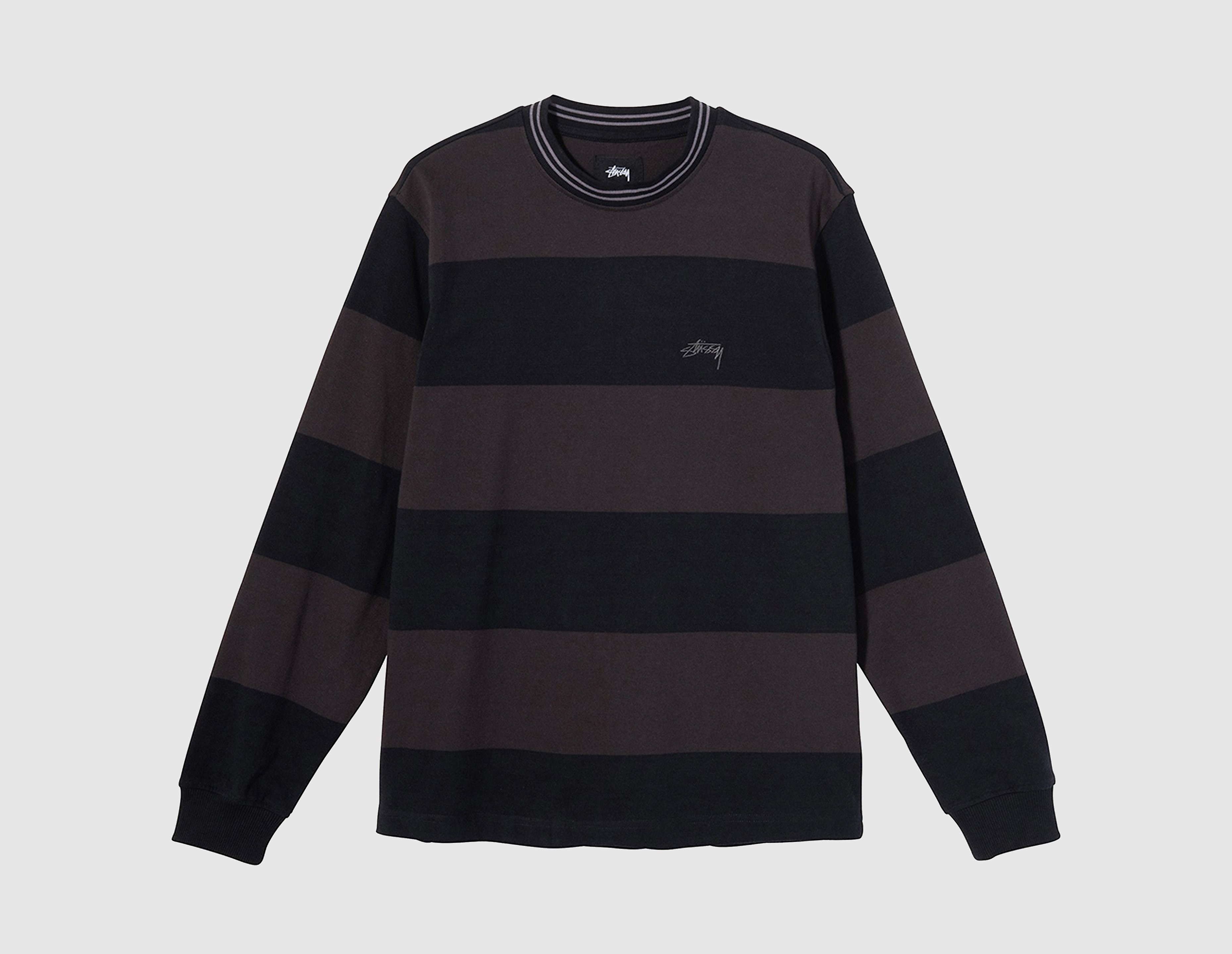 Stussy Moore Stripe Long Sleeved T-Shirt, nero