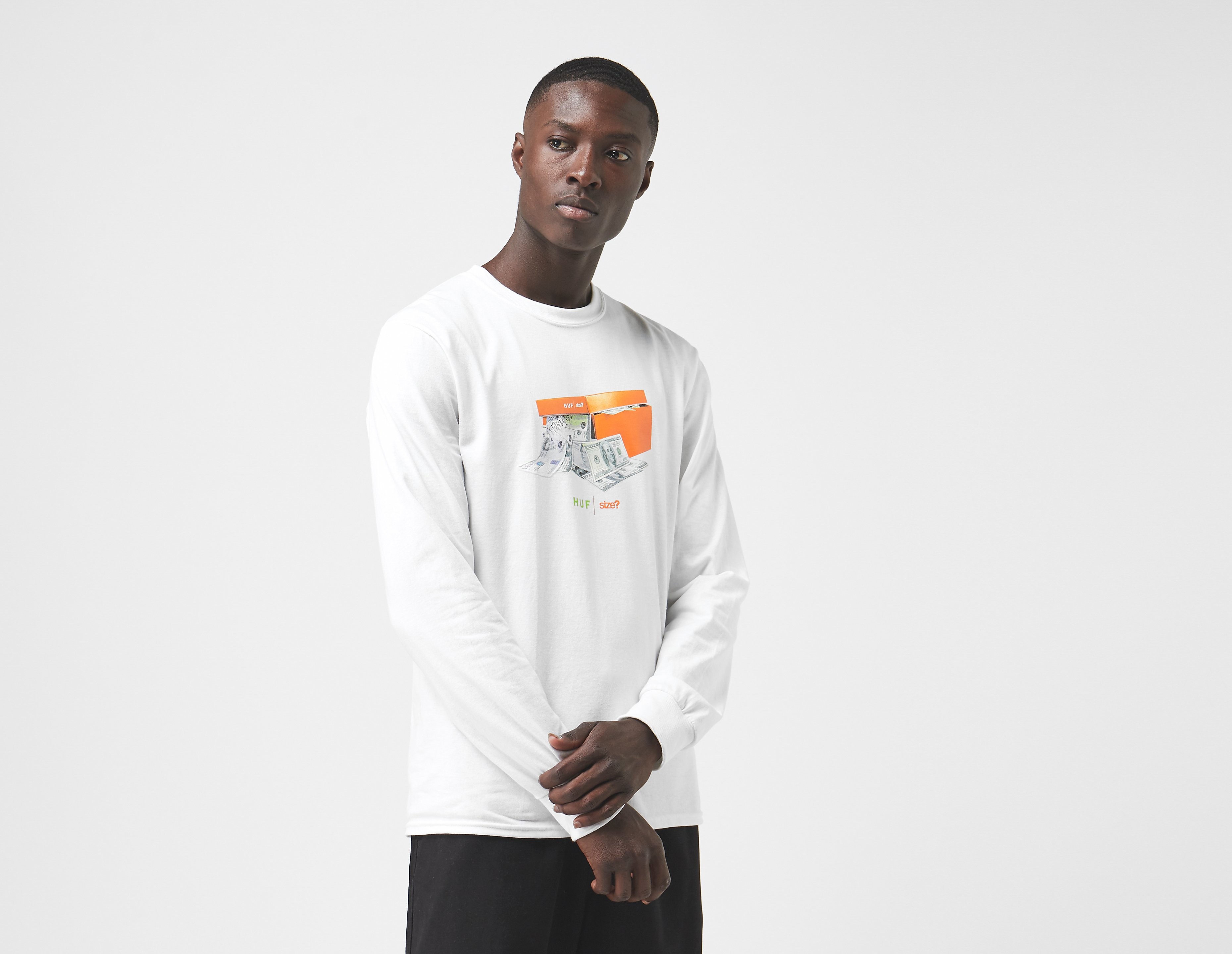 Huf x size? Stash Box Long Sleeve T-Shirt, blanc
