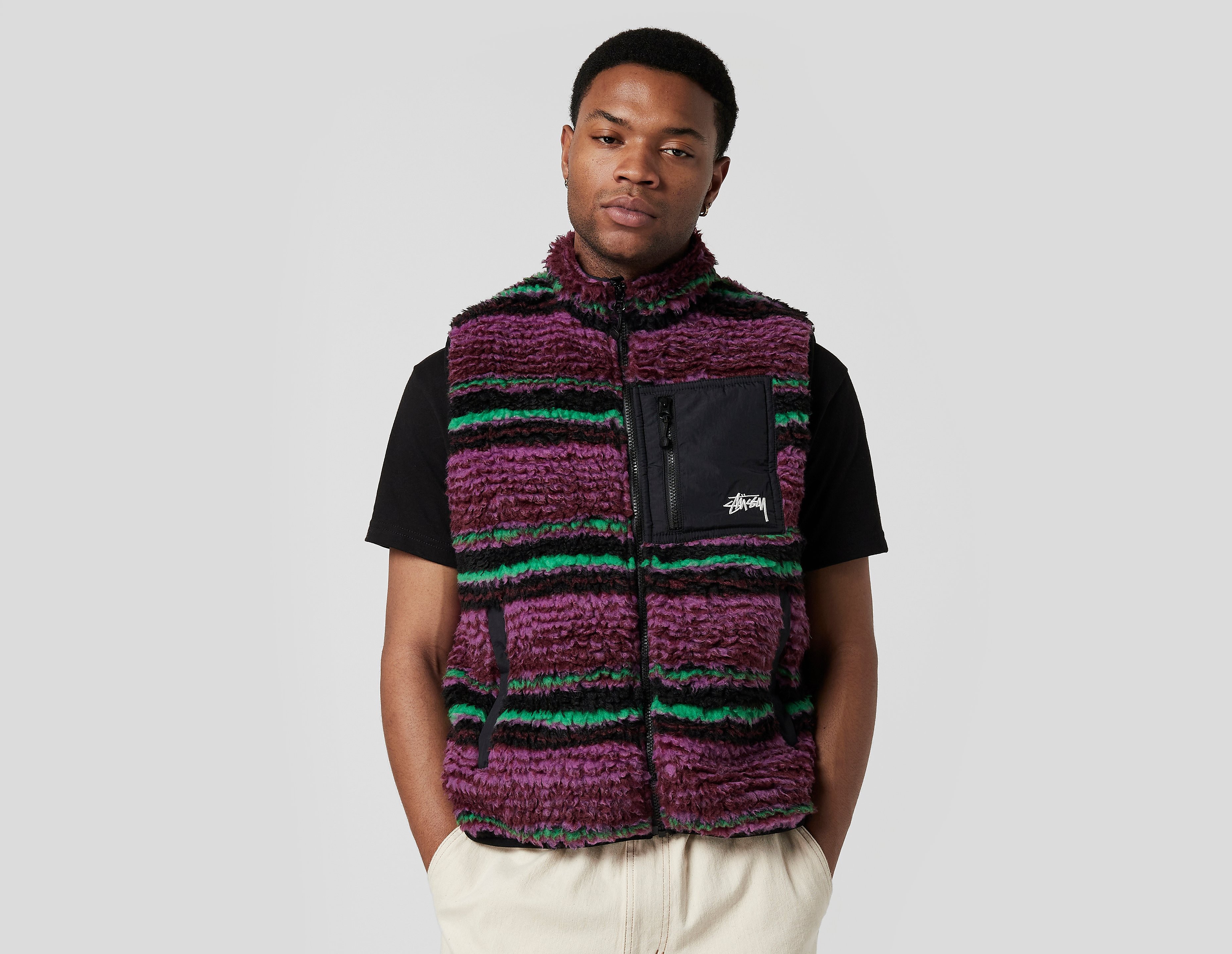 Stussy Striped Sherpa Vest