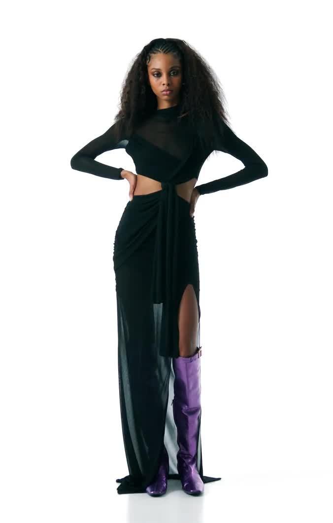 TRANSPARENT CUT-OUT EVENING DRESS video thumbnail